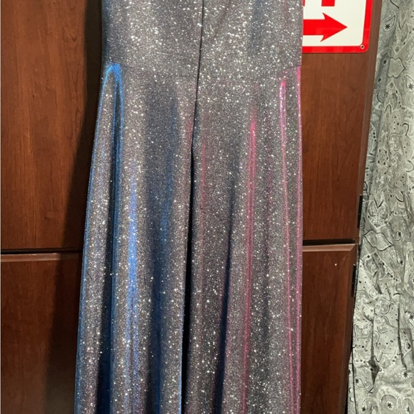 Silver Sparkling Prom Dress - Picture 2 of 5